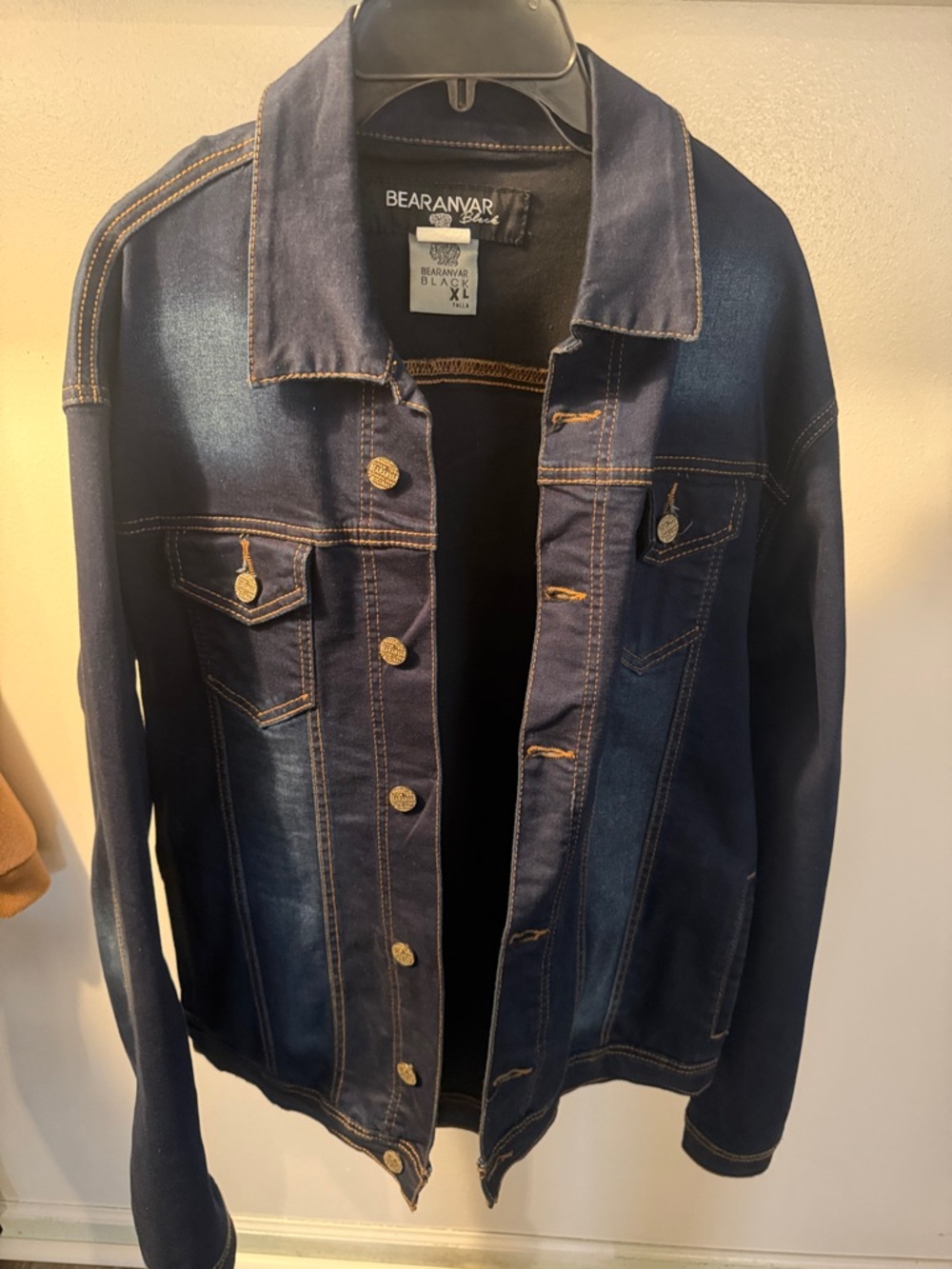 BEARANVAR Dark Wash Denim Jacket with Contrast Stitching - Picture 1 of 3